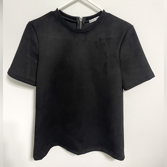 Zara suede zip back Black t-shirt - Size S - Picture 1 of 3